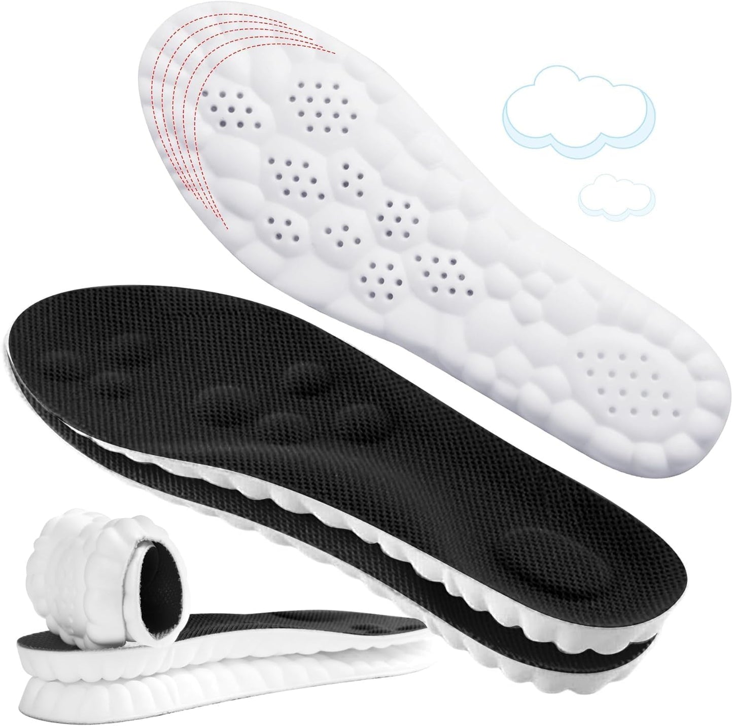 ENLOPQ 4D Cloud-Like Comfort Soles front view showing memory foam texture.