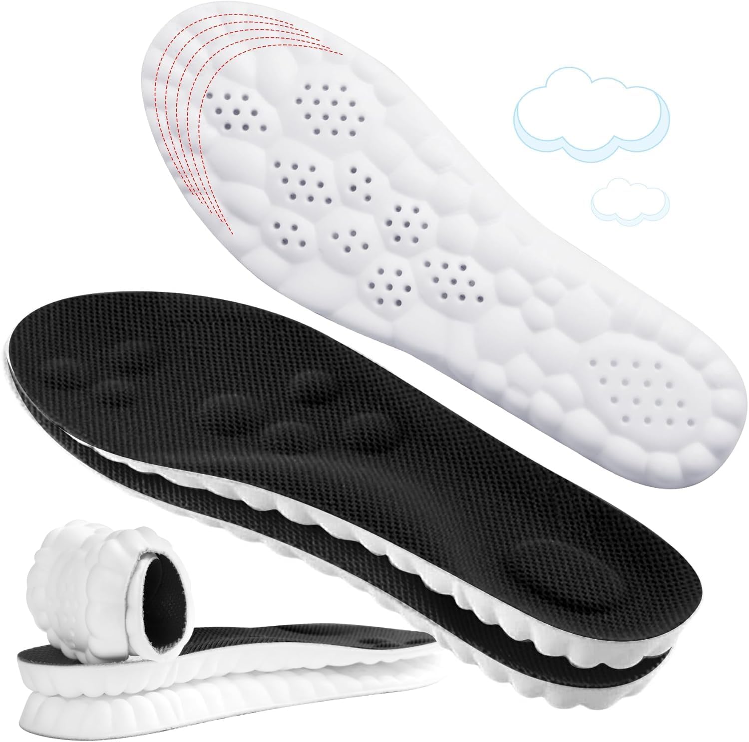 ENLOPQ 4D Cloud-Like Comfort Soles front view showing memory foam texture.