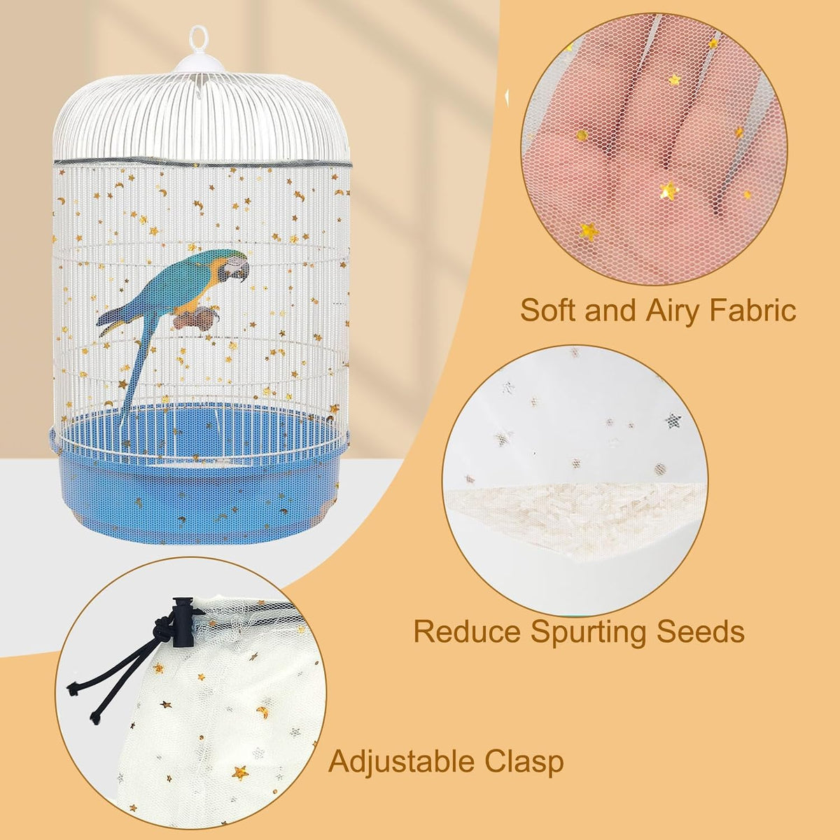 Close up of breathable nylon mesh texture for bird cages