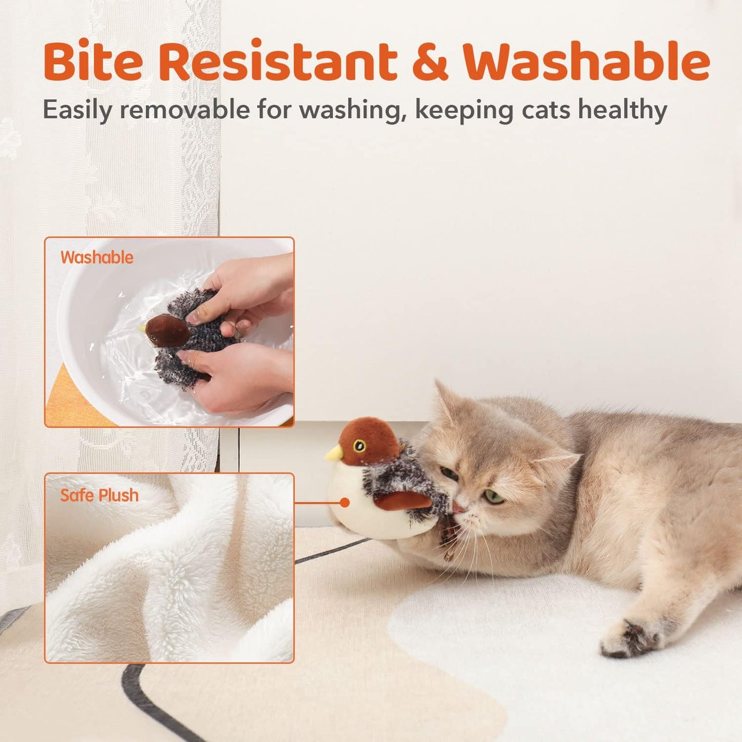 Soft plush texture of Potaroma bird cat toy
