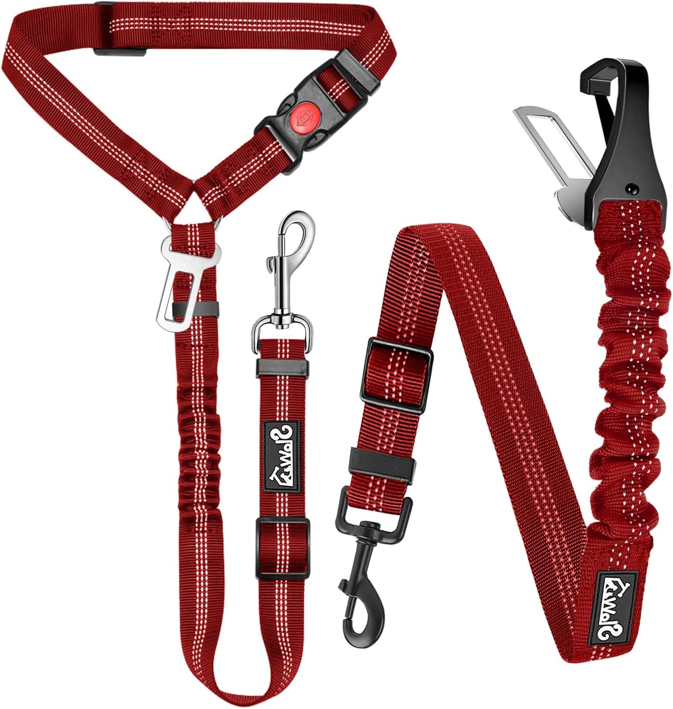 Lukovee Dog Seatbelt Leash for Cars, 2 Pack Pet Safety Seat Belt with Adjustable Buckle & Reflective Bungee, Connect Dog Harness in Vehicle Dogs Restraint Travel Daily Use (Pink) - Image 11