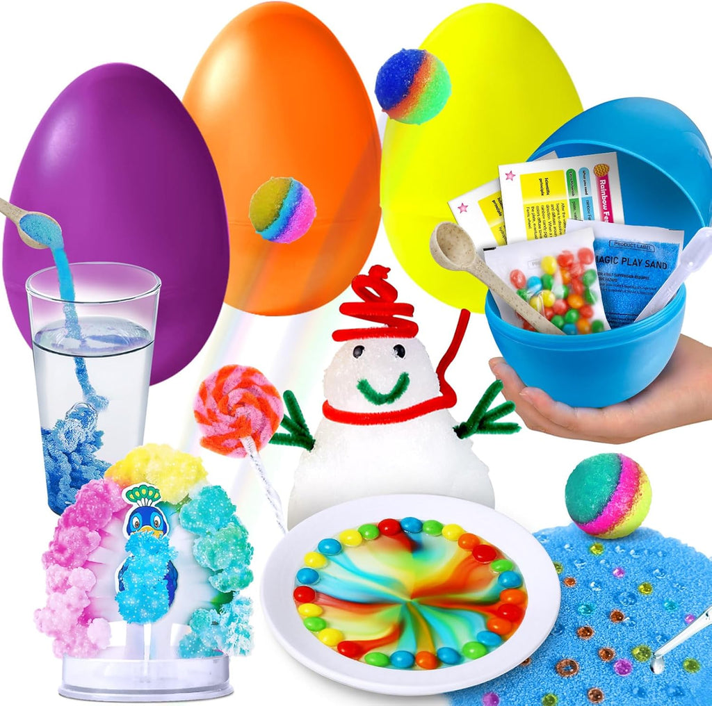 UNGLINGA 4 Jumbo Easter Basket Stuffer Surprise Eggs front view showing colorful educational packaging