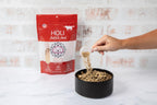 Single ingredient human grade dog food topper powder texture close up