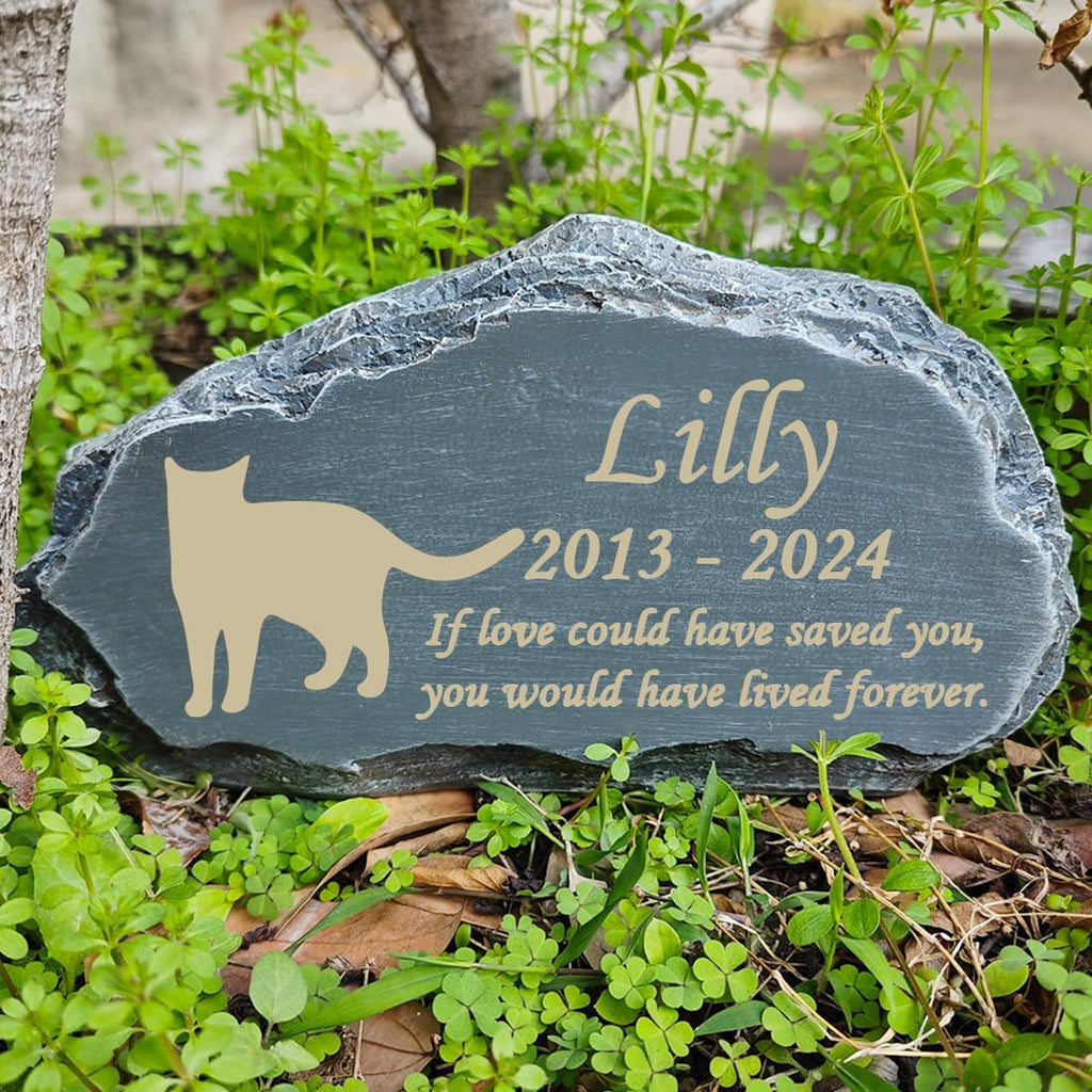 HJHHARTSPACE personalized cat memorial stone front view featuring custom engraving