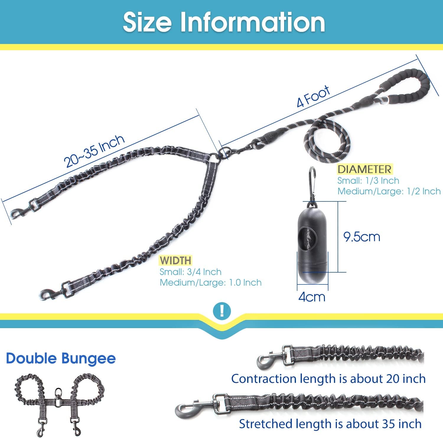 BAAPET dual pet leash system showcasing the three hundred and sixty degree tangle free swivel connector.