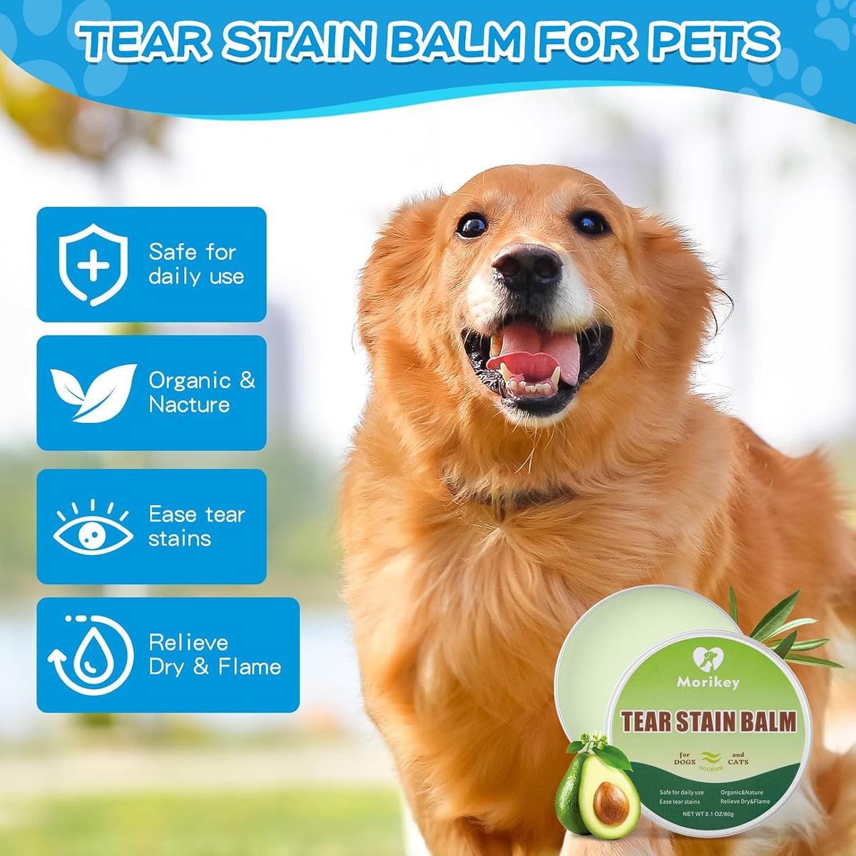 Morikey pet eye area moisturizer and soother jar texture close up