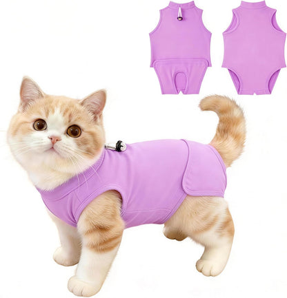 Gyuzh Cat Surgery Recovery Suit for Female Male Cats - Breathable Cone Alternative. Easy-Pull Recovery Suit with Adjustable Neck & Snap Closure for Spay Neutering, Anti-Licking Wound Care Blue L - Image 9