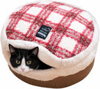 Cat Bed Cave - Enclosed Hideaway with Detachable Lid & Mat, Covered Round House for Indoor Kitten & Kitty (Yellow) - Image 10