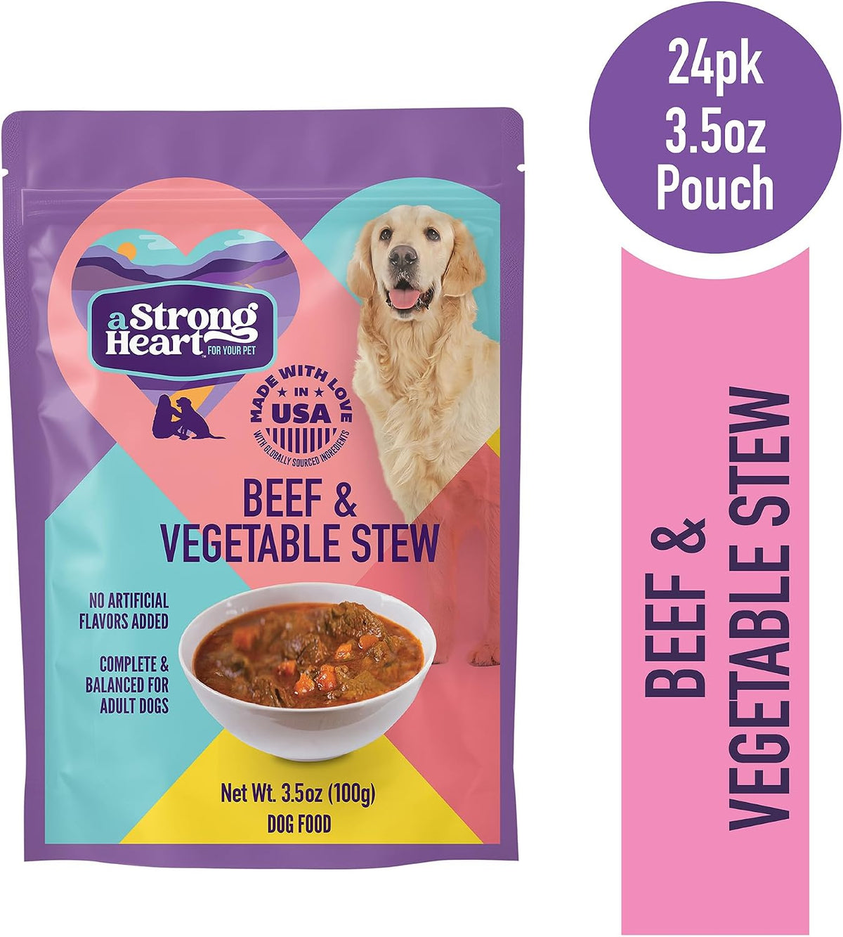 A Strong Heart dog food pouches pack of 24 retail box