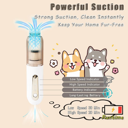 Portable pet grooming vacuum for dogs and cats capturing loose hair