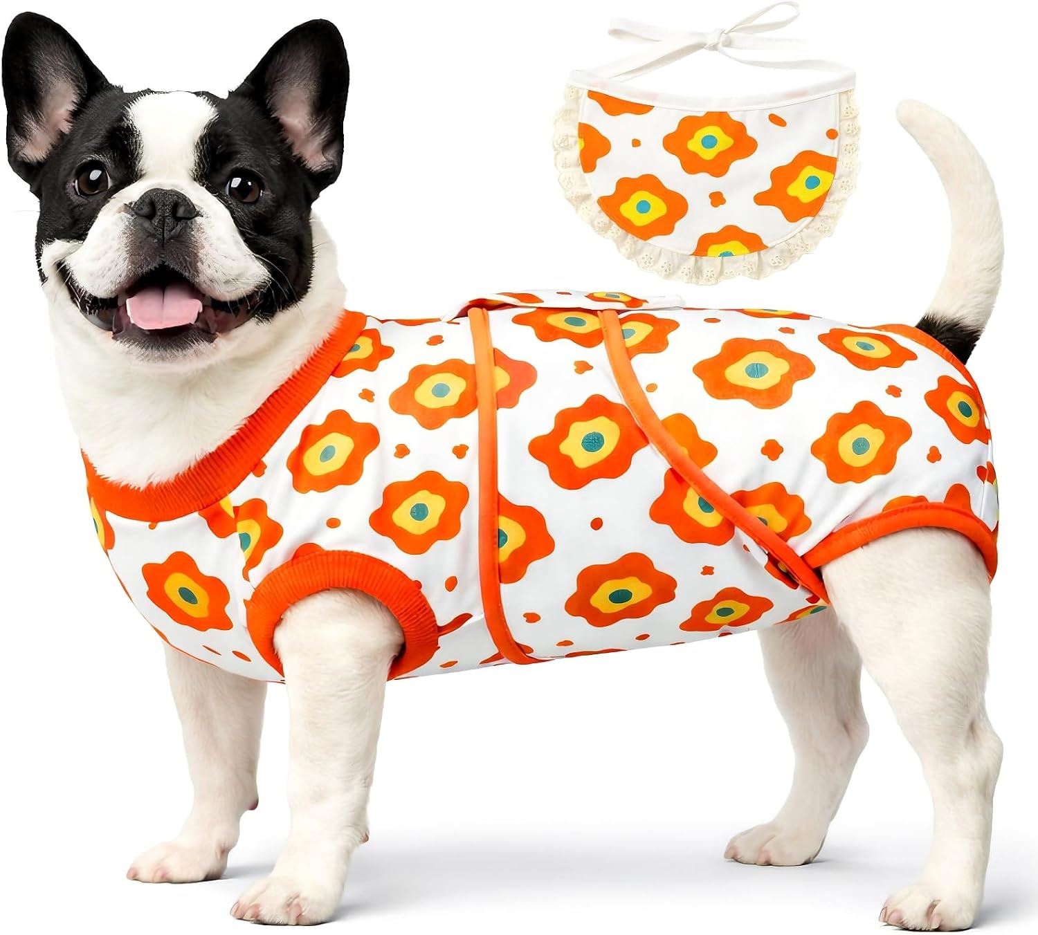 Surgery Recovery Suit for Female/Male Dog After Spay/Neuter, Soft Bandana Set Included, E-Collar Cone Alternative to Stop Licking Abdominal Wounds, Small Dogs Full Body Onesies, Medical Pet Bodysuit - Image 11