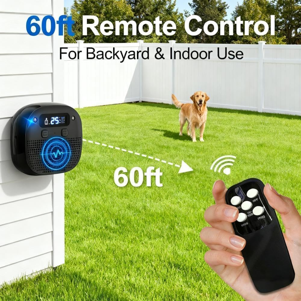 Glimzify barking deterrent in a garden setting