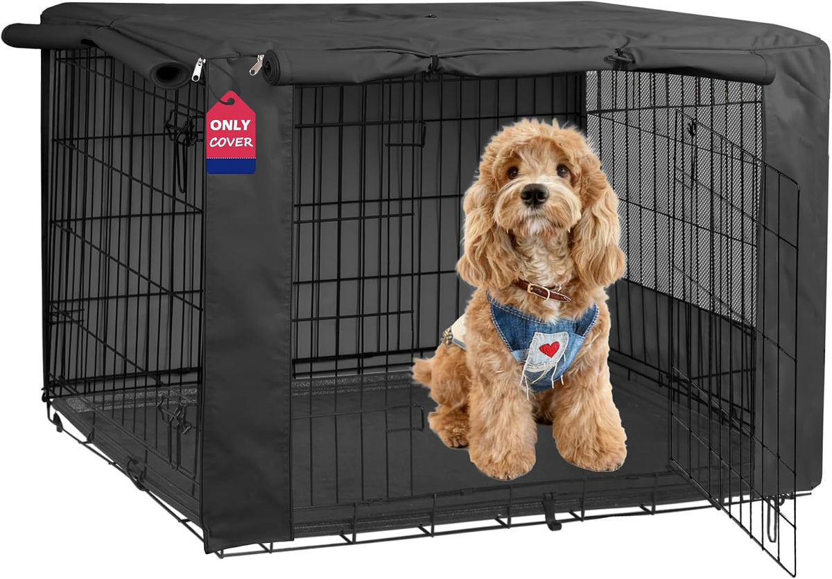 HiCaptain premium protective dog kennel cover showing the dual zippered ventilation windows