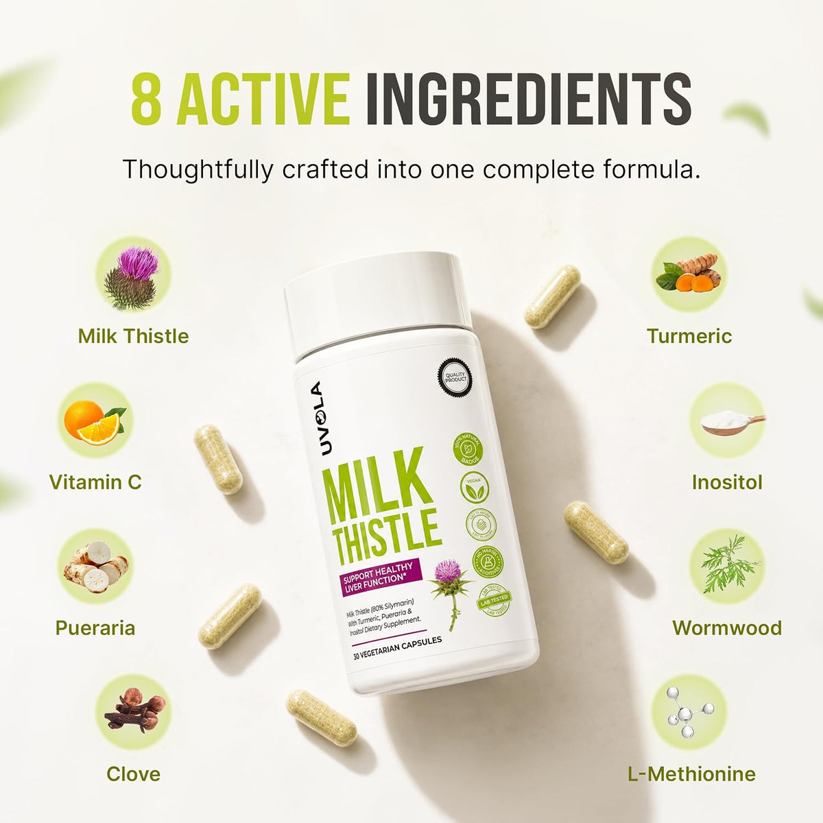 Uvola Milk Thistle Synbiotic Formula - Vegan - 60 Capsules - Image 5