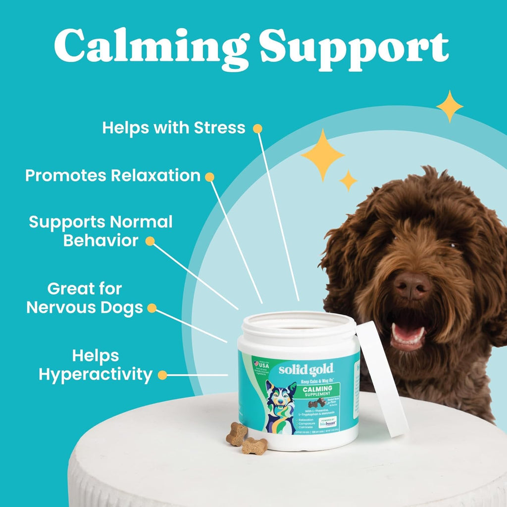 USA imported dog calming treats for separation stress and storms