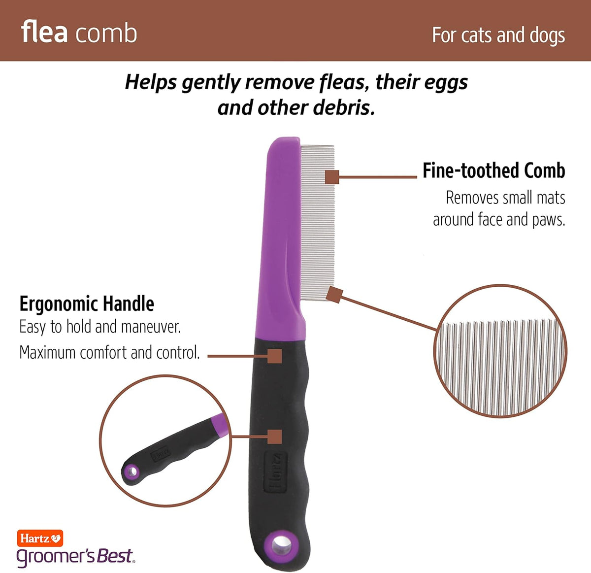 Demonstration of Hartz comb detangling dog face hair