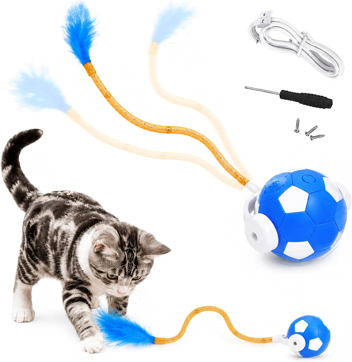 New Upgraded Interactive Cat Toy Ball - Smart Automatic Rolling Stimulating Chasing Teaser Ball for Bored Indoor Adult Cats and Dogs (Red) - Image 13