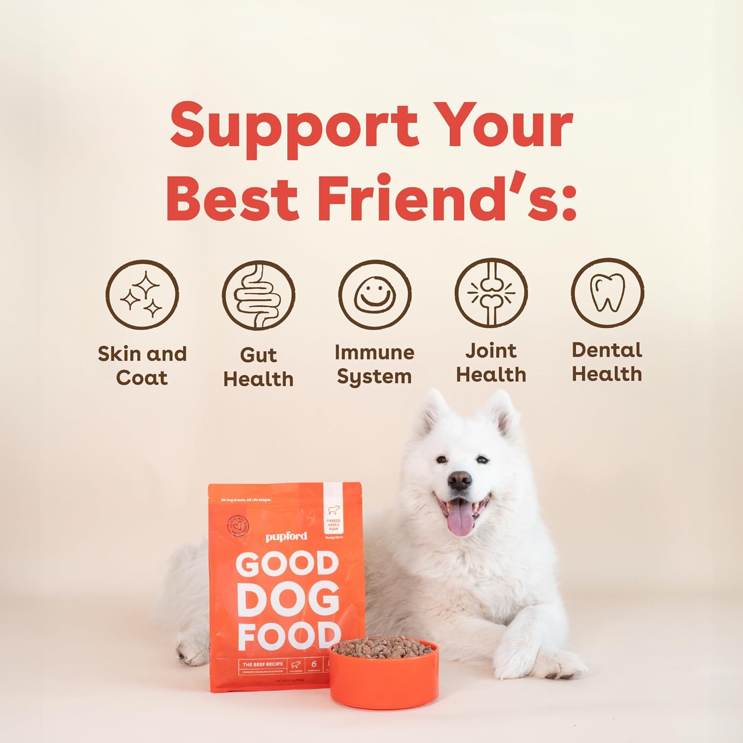 Pupford raw diet package details showing nutritional crude protein facts and daily feeding chart