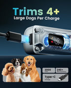High speed dog clipper kit with multiple attachment guide combs and accessories.