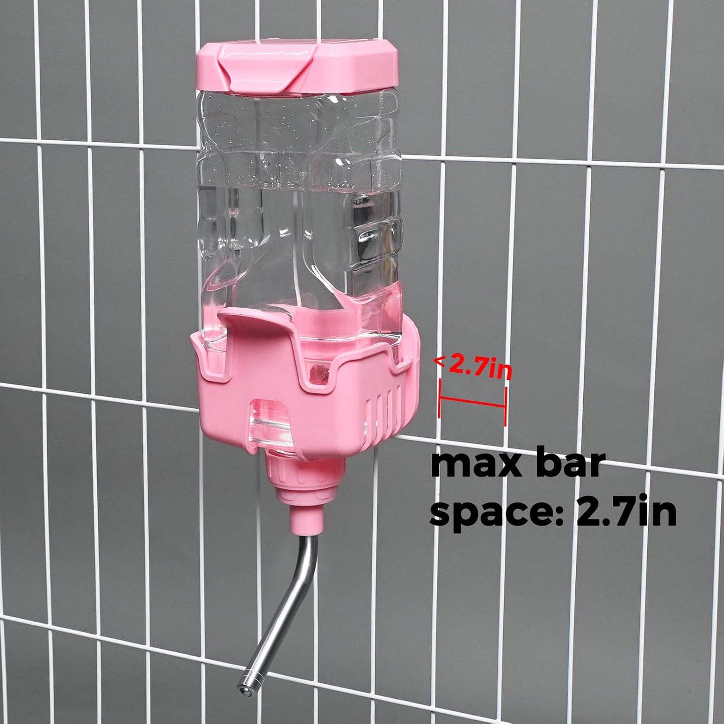 Vannon Small Animal Water Dispenser for Cage, 30oz Auto Feeding Crate Water Bottle for Rabbit, Chinchilla, Ferret, Guinea Pig, Squirrel, Hedgehog, Pet Nozzle Diameter: 10mm, BPA Free, Pink - Image 7