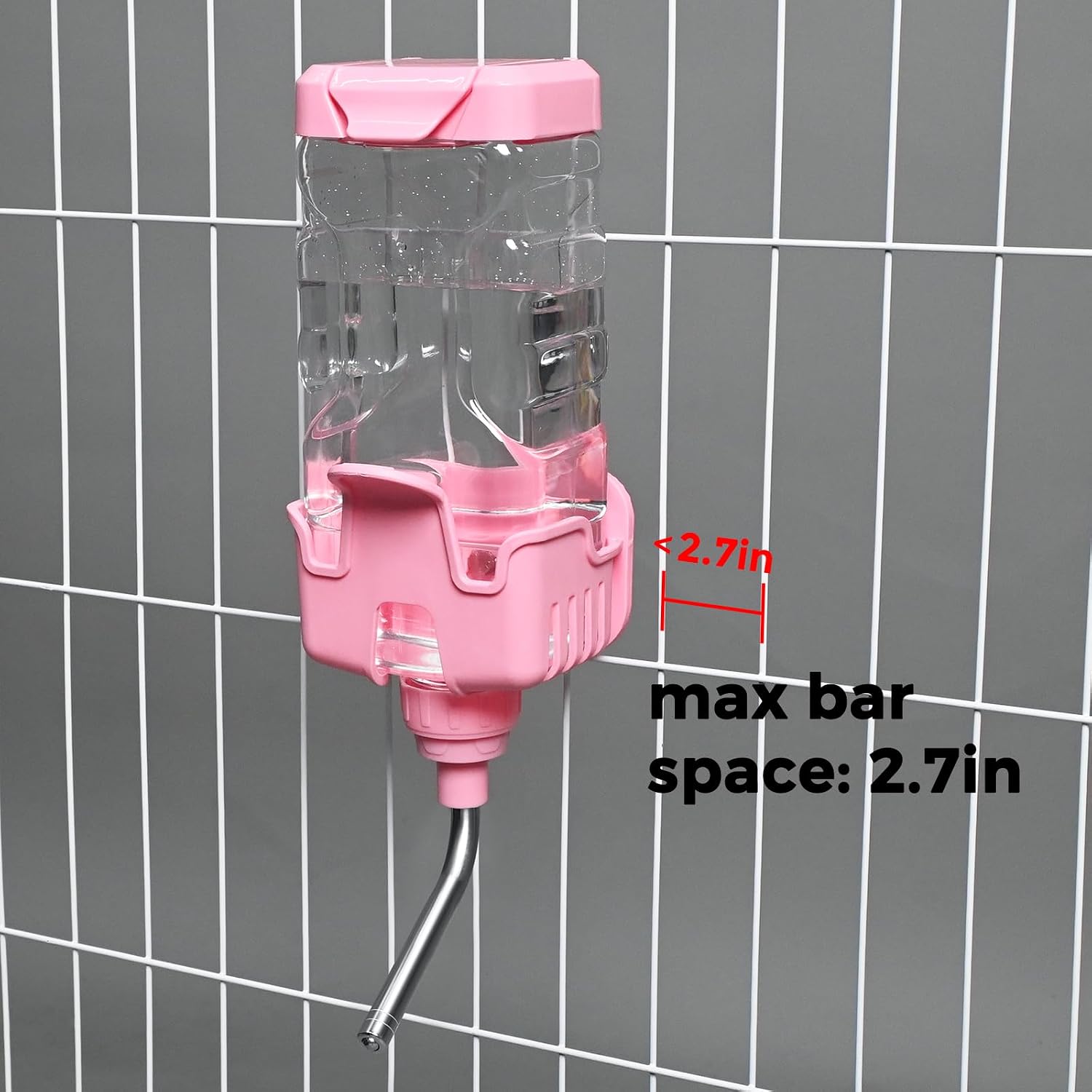 Vannon Small Animal Water Dispenser for Cage, 30oz Auto Feeding Crate Water Bottle for Rabbit, Chinchilla, Ferret, Guinea Pig, Squirrel, Hedgehog, Pet Nozzle Diameter: 10mm, BPA Free, Pink - Image 7