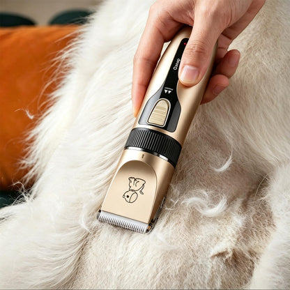 Quiet pet hair trimmer kit with interchangeable guide combs