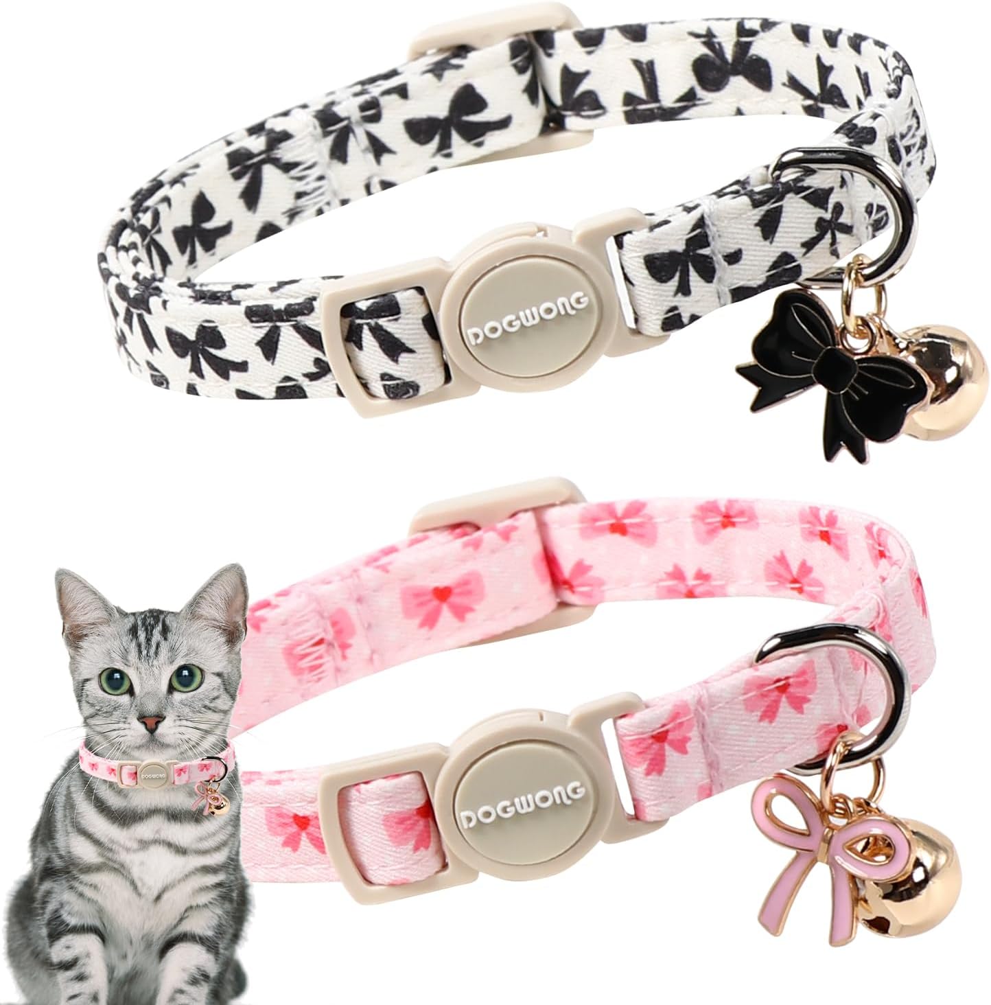 DOGWONG minimal white wedding cat collar set highlighting soft premium cotton detailing.