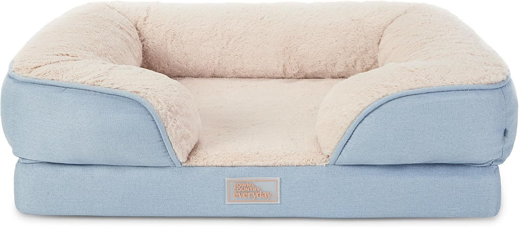 Town & Country Everyday CuddleTown Comfy Solid Bolster Sofa Pet Bed, Supportive & Calming Egg Crate Foam, Non-Slip Bottom, Machine Washable Cover, Grey, Large 35"x25"x8" - Image 13