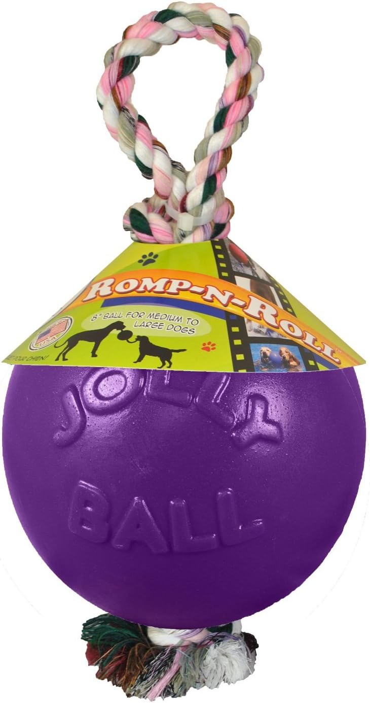 Jolly Pets Romp-n-Roll Rope and Ball Dog Toy, 6 Inches/Medium, Blueberry, Model Number: 606 BB, All Breed Sizes - Image 12