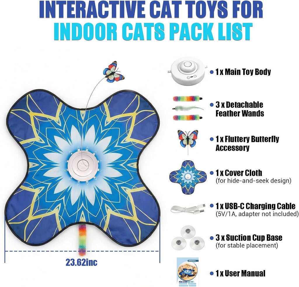 OPDEKEHA electronic cat toy mat anchored safely on smooth living room flooring using heavy duty suction cups.