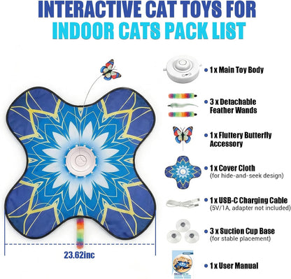 OPDEKEHA electronic cat toy mat anchored safely on smooth living room flooring using heavy duty suction cups.
