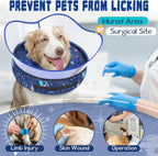 Toptakeit soft dog donut collar after surgery side view on a golden retriever.