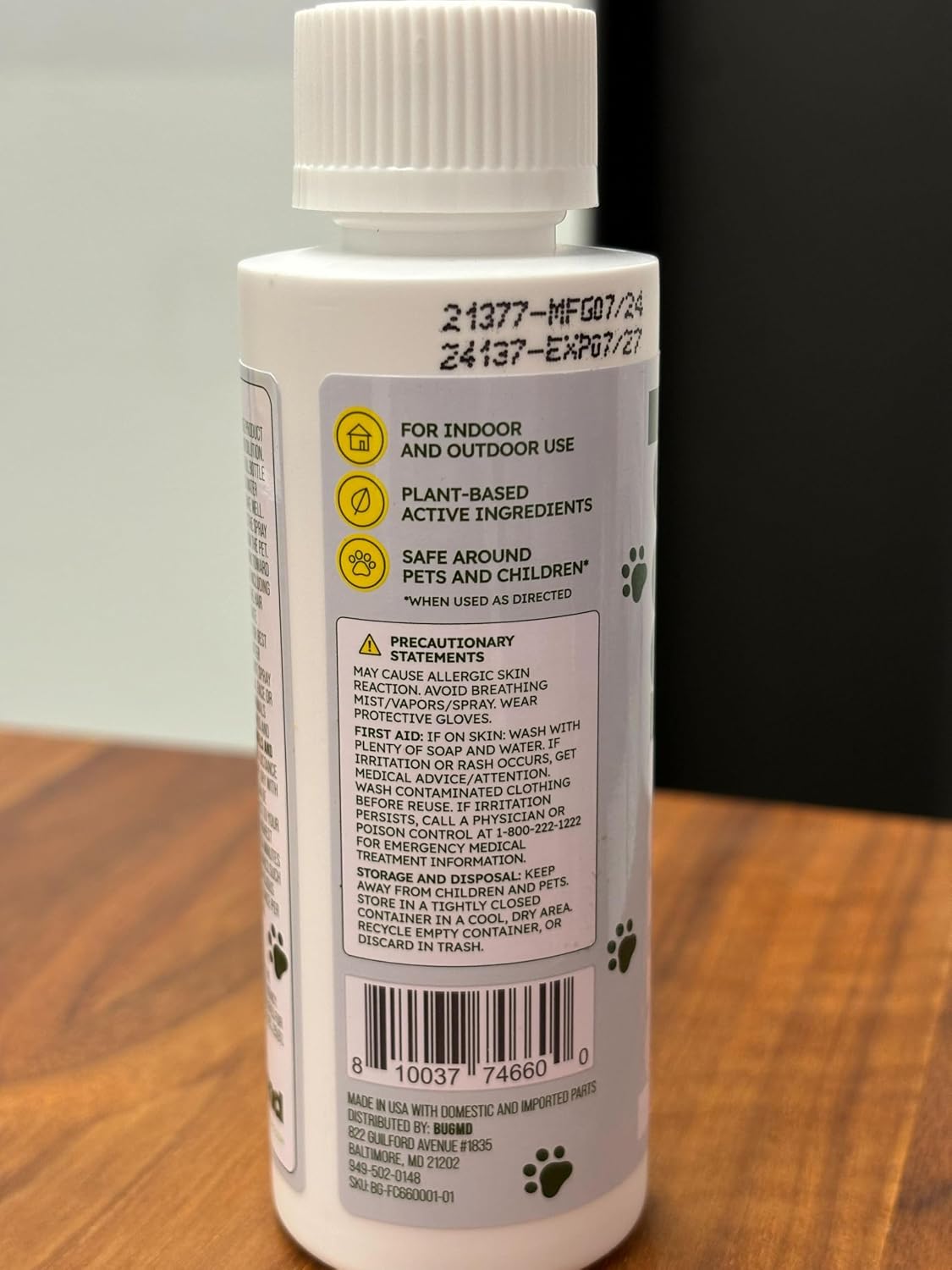 BugMD plant-based concentrate bottle with ingredient details
