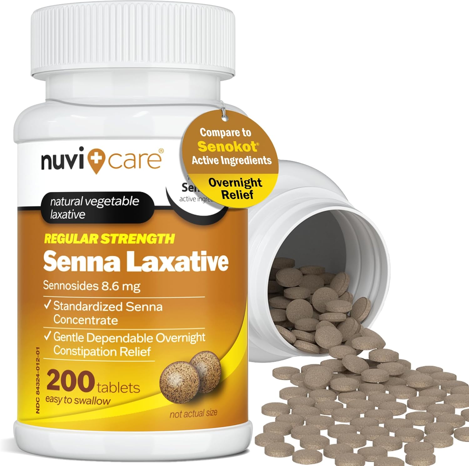 Nuvicare Senna Laxative Tablets 8.6 mg bottle front view
