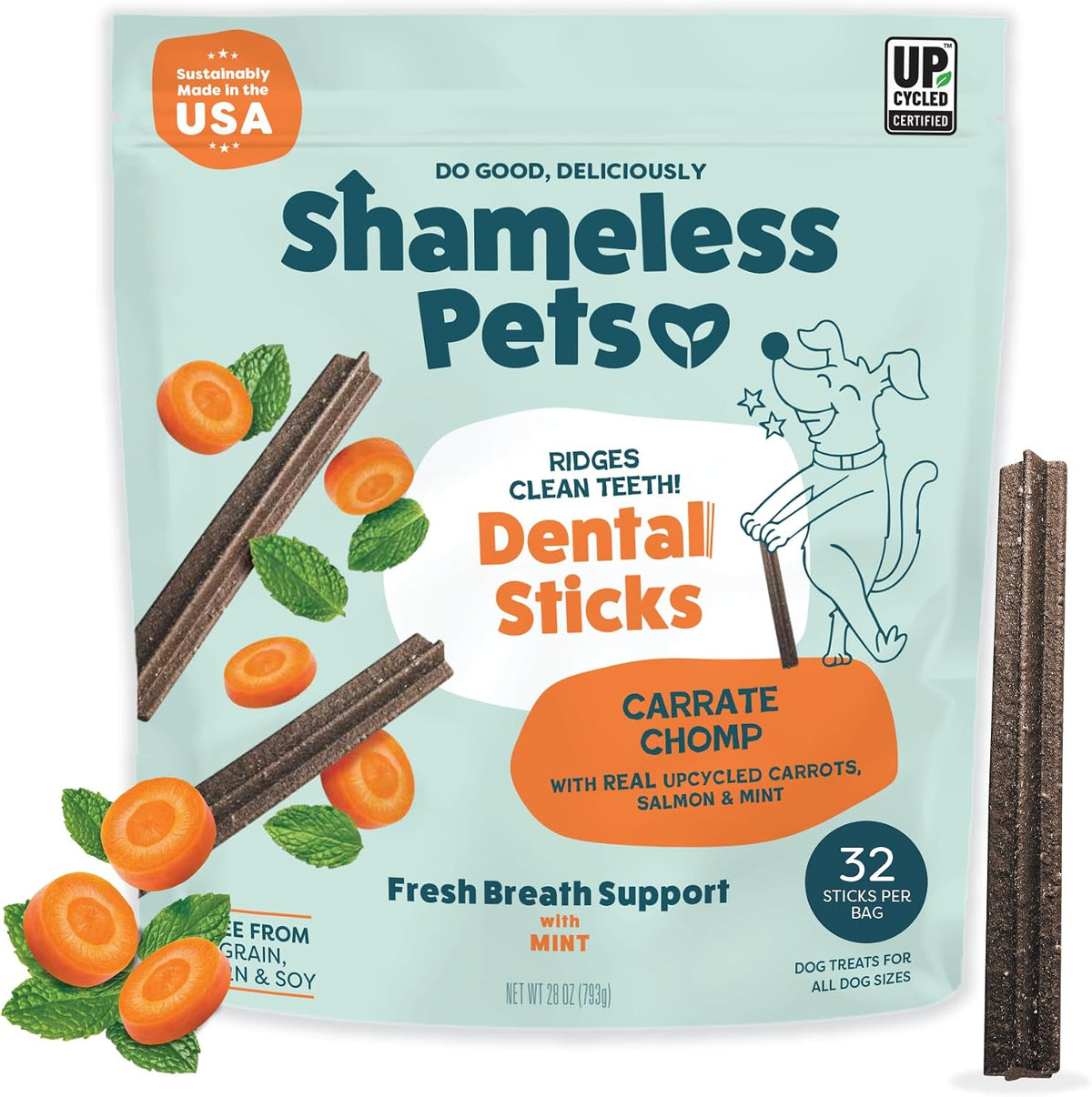 Shameless Pets Blueberry & Mint Dental Chews for Dogs, 8 Chews - Natural Dog Teeth Cleaning Treats with Fresh Breath Benefits | Grain-Free Dental Sticks for Small, Medium & Large Dogs - Image 10
