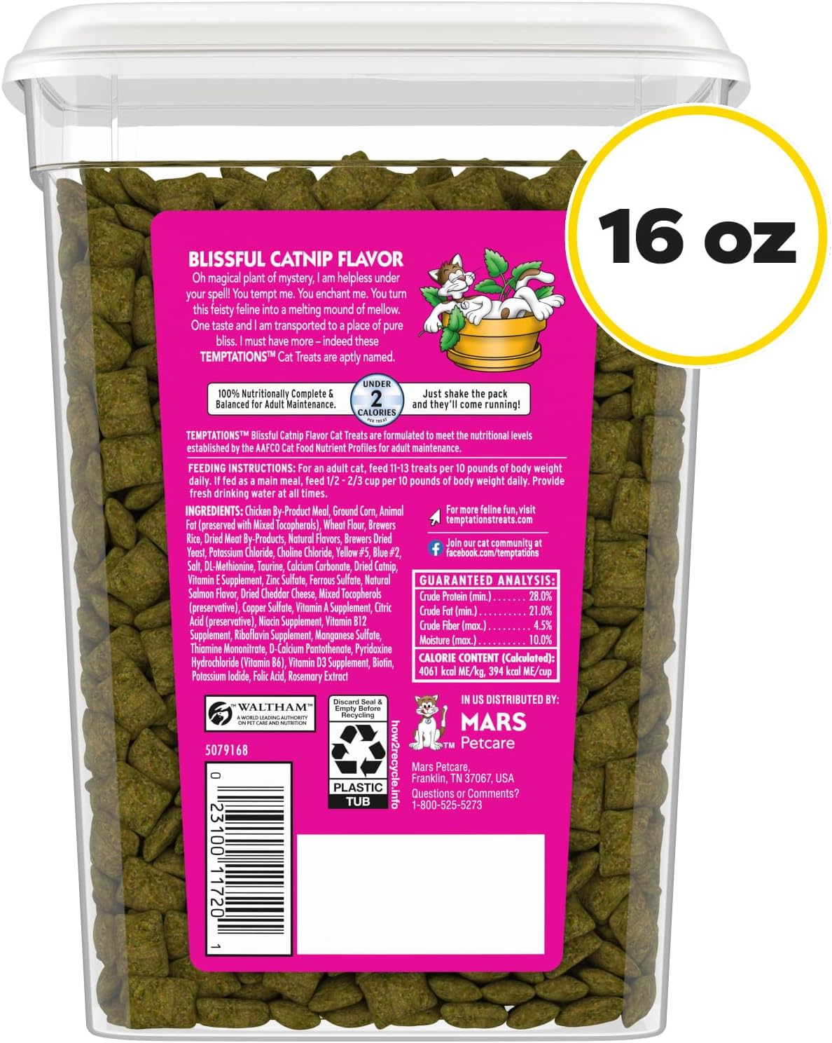 Temptations blissful catnip flavor cat snacks packaging