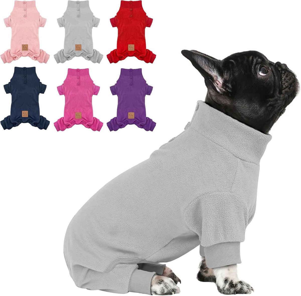 cyeollo Dog Pajamas Fleece Pjs Thermal Stretchable Dog Onesie Winter Jumpsuit for Small Dogs Warm Pet Cold Weather Coats, Navy M - Image 13