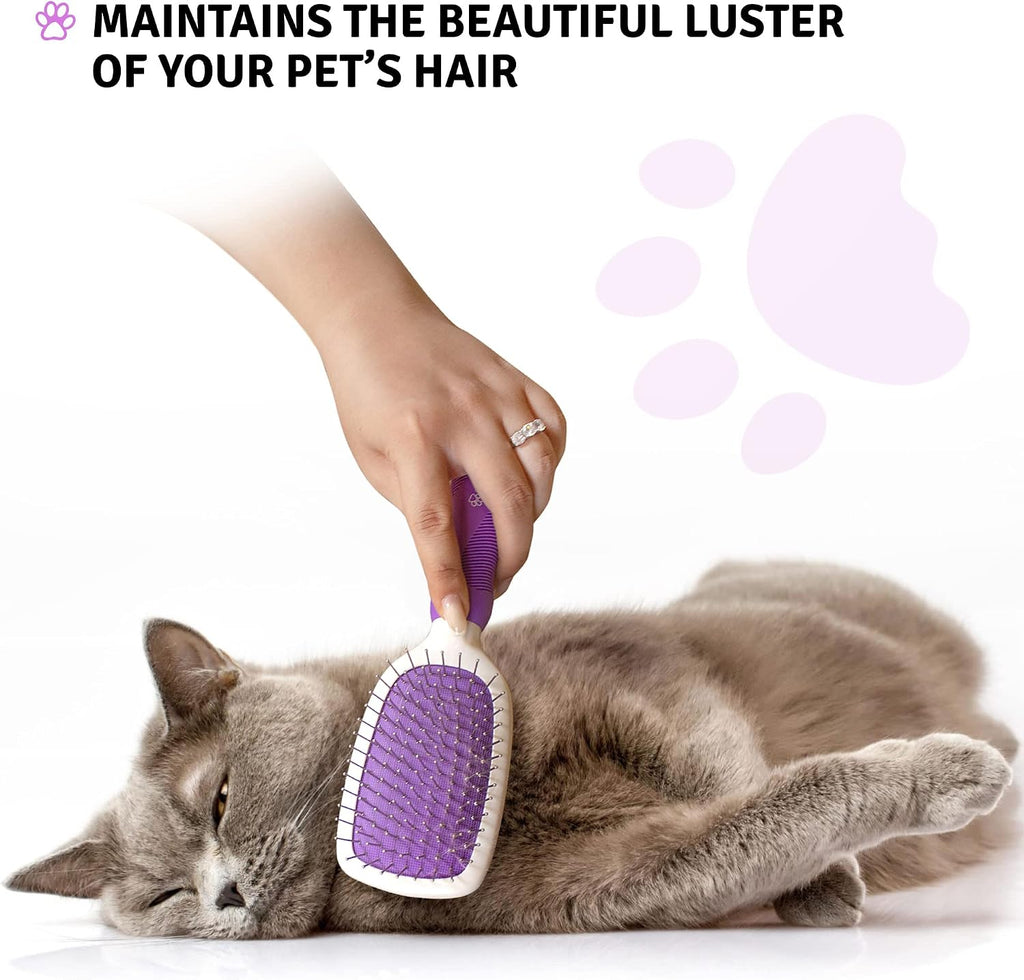 Poodlie double sided pet brush used for cat grooming and deshedding