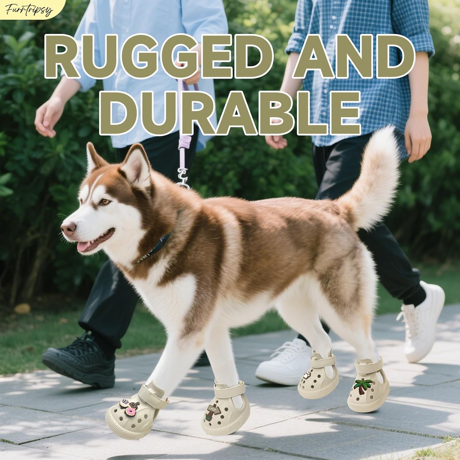 Adjustable Velcro strap detail on Furrtripsy dog footwear