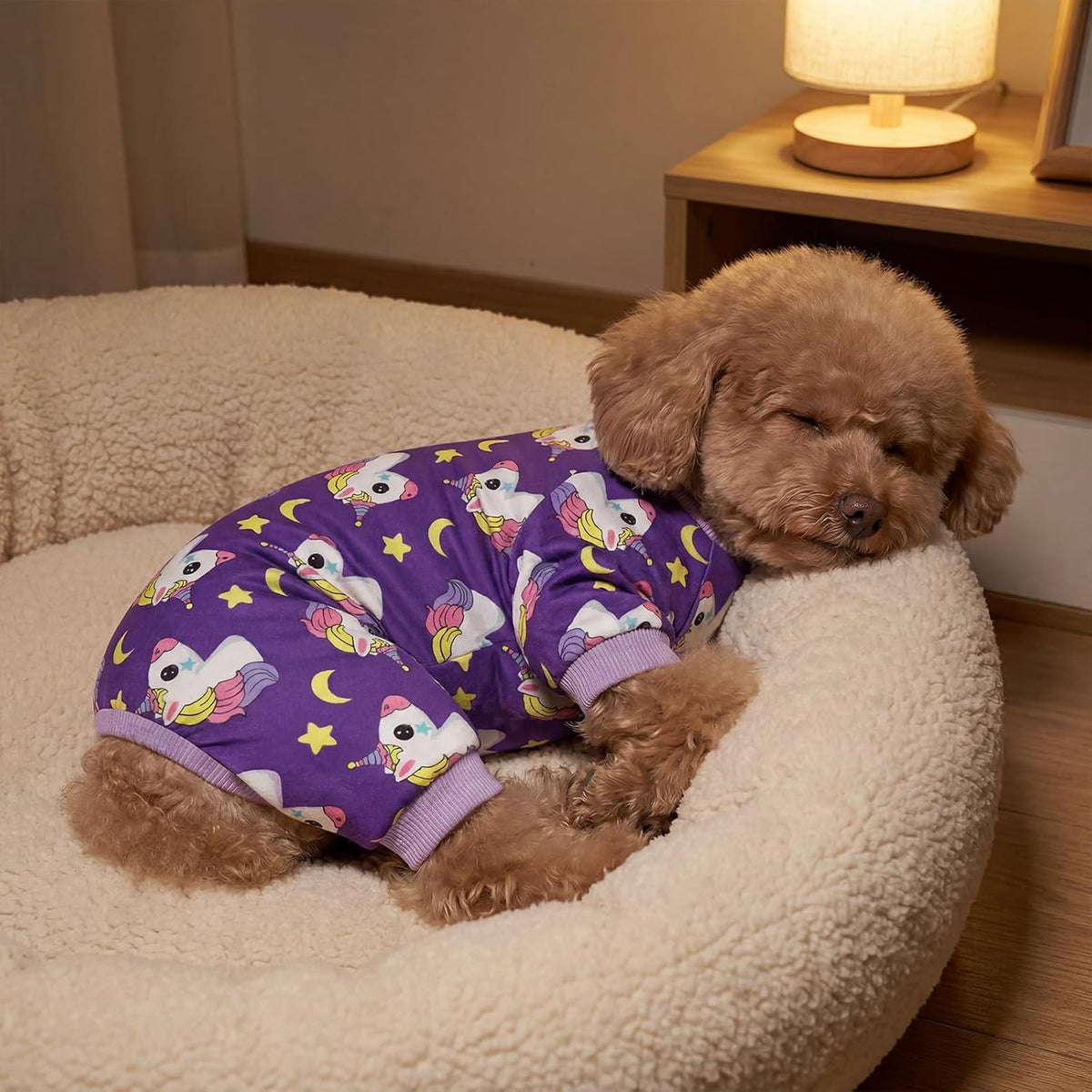 XPUDAC durable machine washable dog pjs in vibrant strawberry and horse patterns