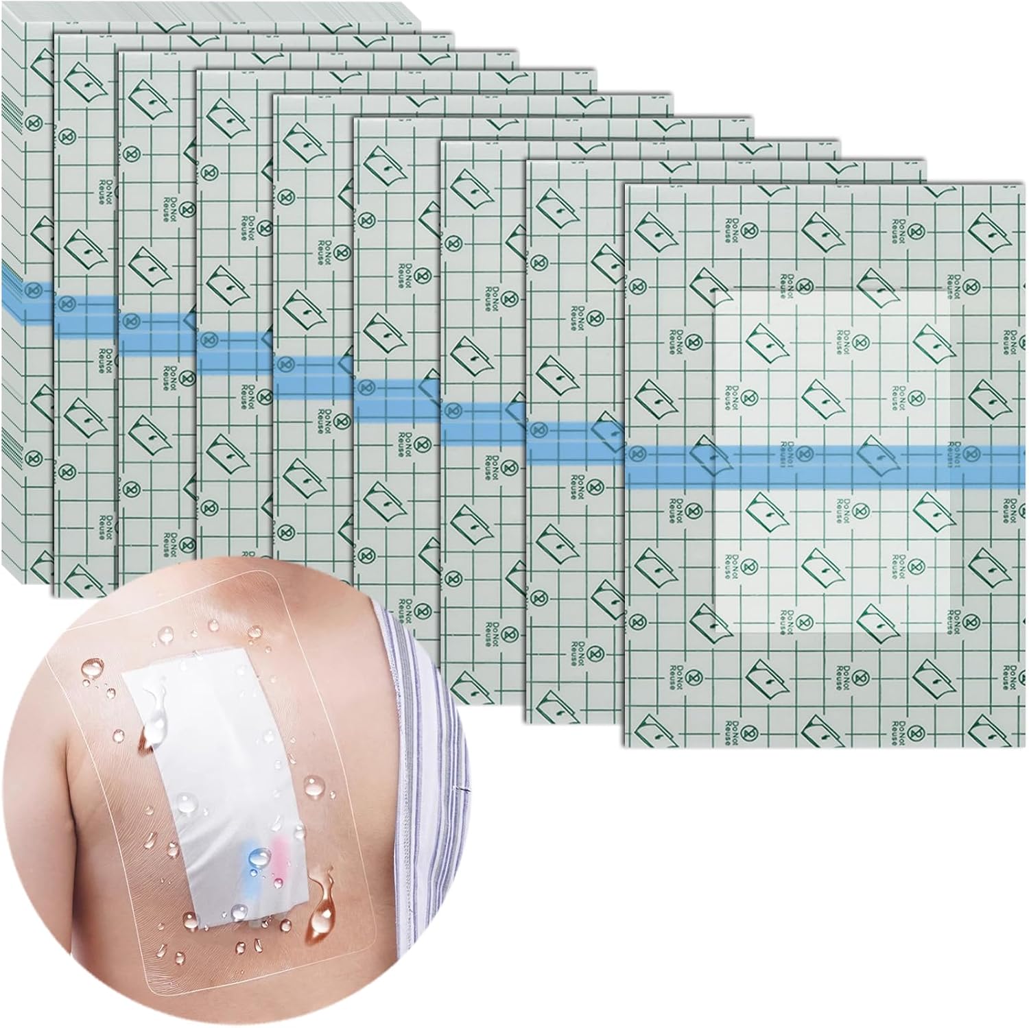 Hola Health waterproof shower protector front view package of seven shields