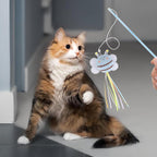 NOWFRESH Cat Teaser Wands multi colour streamers and bells detail view