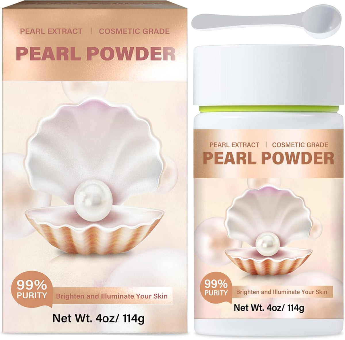 Vagiria Pearl Powder front view of 4 ounce container for skin brightening.