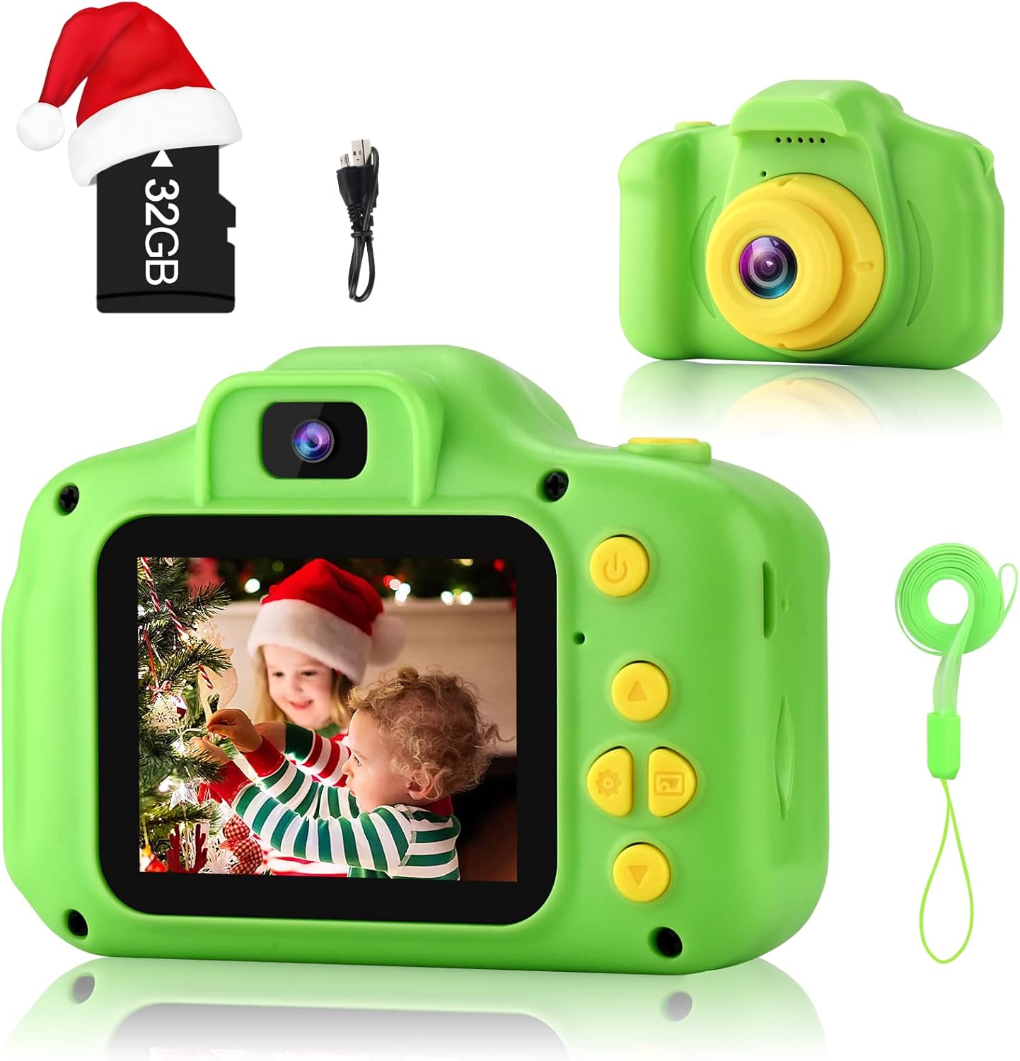 GKTZ Kids Digital Video Camera front view of green shockproof toddler toy
