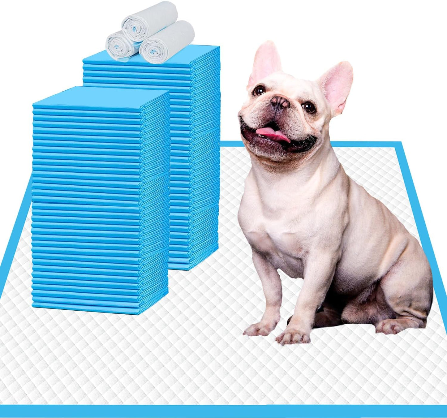 IMMCUTE Puppy Pads 22"x23" 100 Count | 6-Layer Leak-Proof & Super Absorbent Dog Training Pads | Disposable Potty Pads for Puppies, Dogs, Cats & Rabbits | Blue & White - Image 10