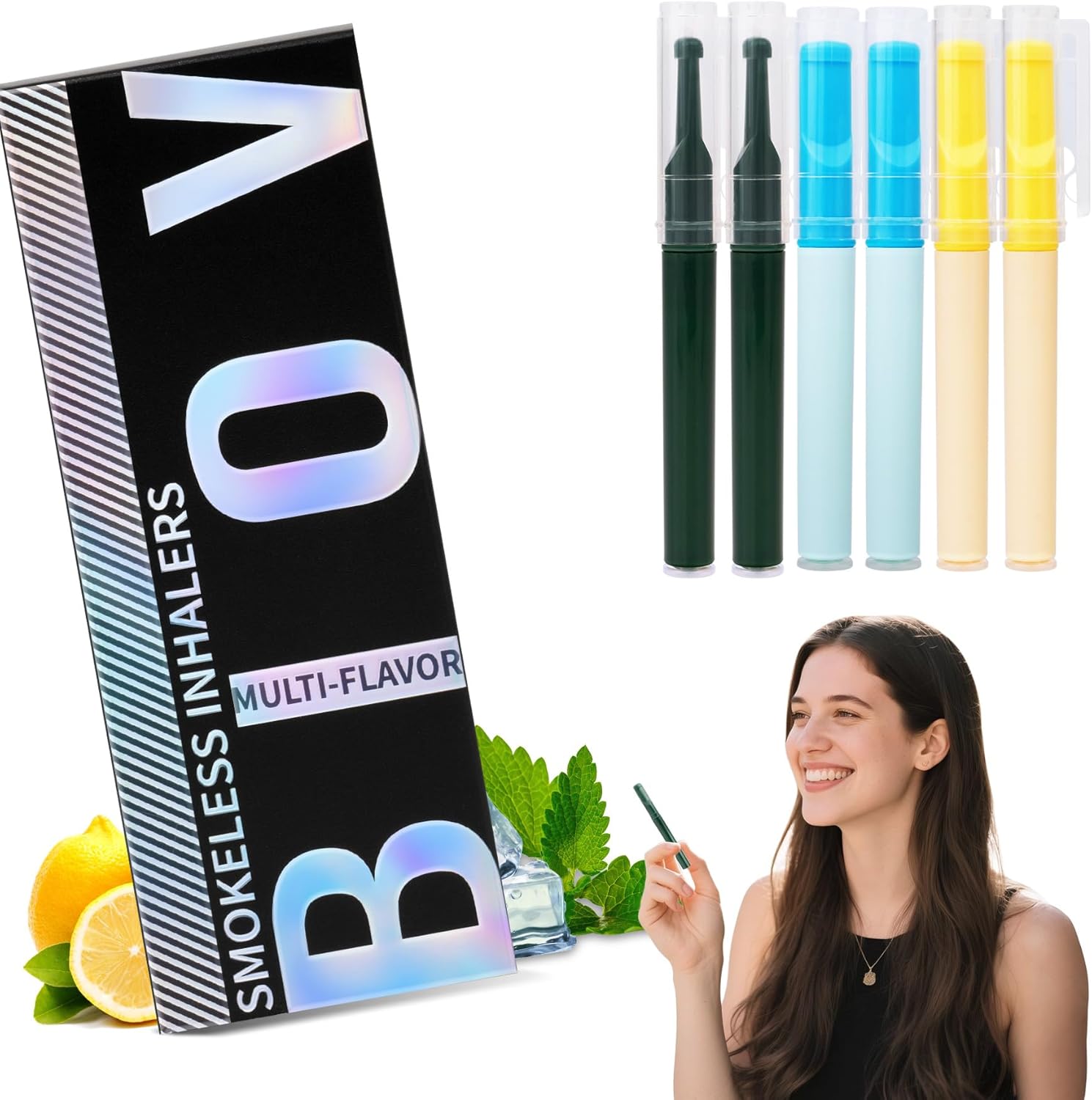 Biovikoting Natural Flavored Air Inhaler 6 Pack front view for craving relief