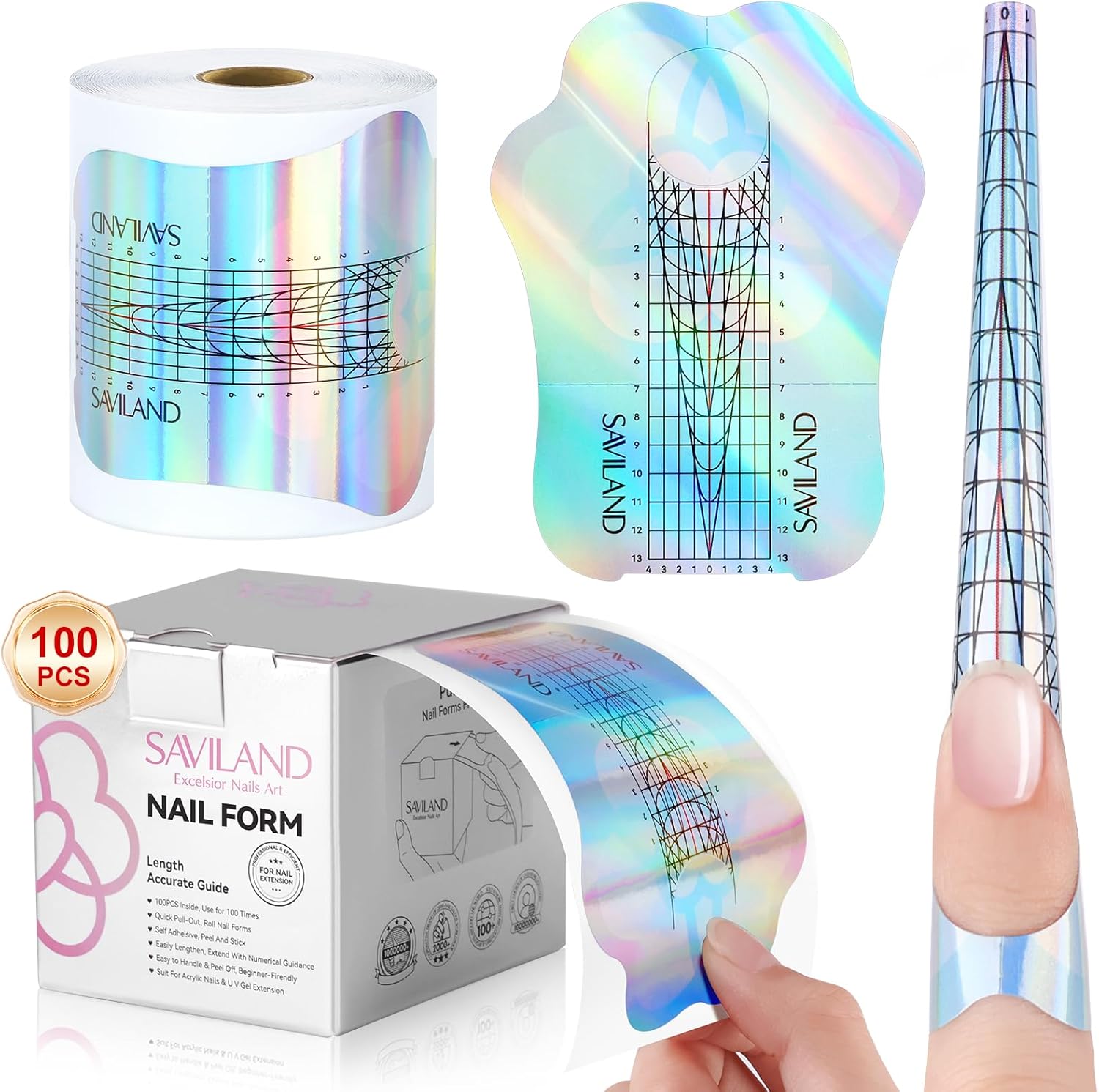 Saviland Long Length Reusable Nail Forms front view