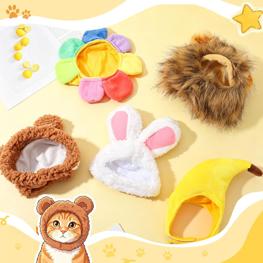 Cat wearing funny bear hat from Guiqulai 5 pack