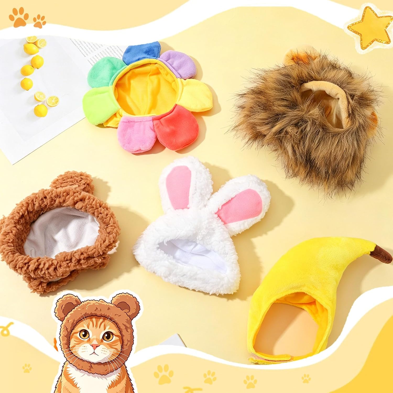 Cat wearing funny bear hat from Guiqulai 5 pack