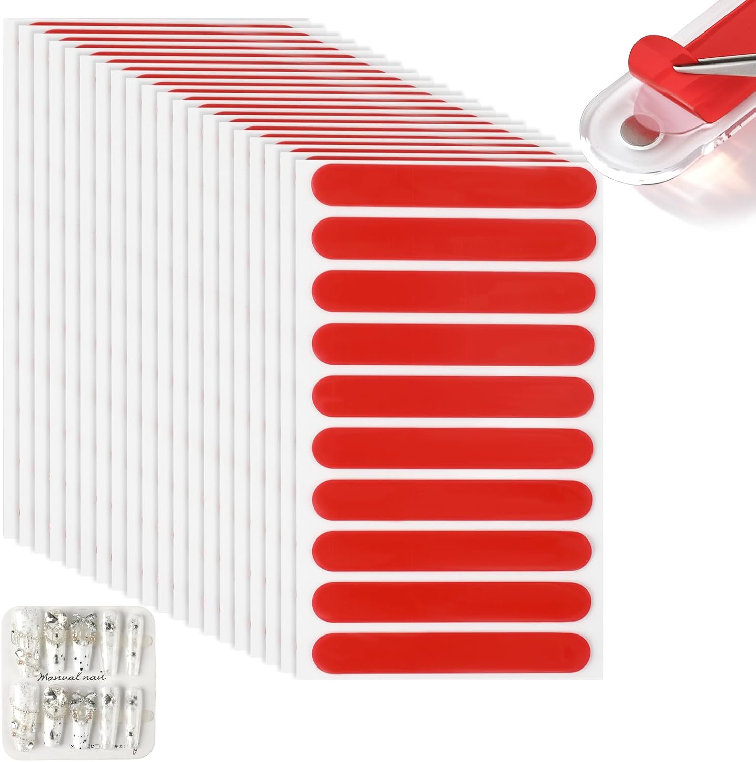 BQAN double sided nail tape front view of the clear acrylic sheets in a plastic storage box